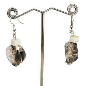 Handcrafted Dangle Earrings Unique Marble-Effect Glass Lightweight & Stylish